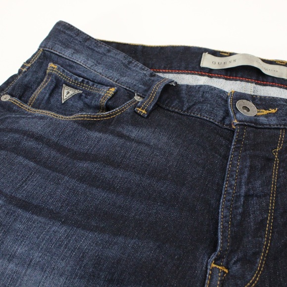 GUESS Jeans High Rise Dark Distressed Lightweight Slim Straight Jegging size 33 - Picture 7 of 9